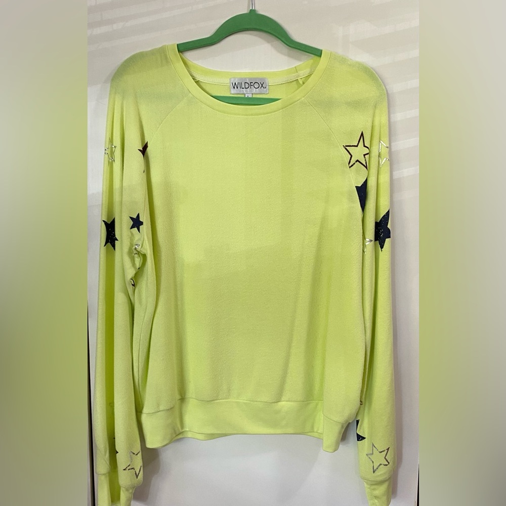 Like New! Wildfox lime green star long sleeve top